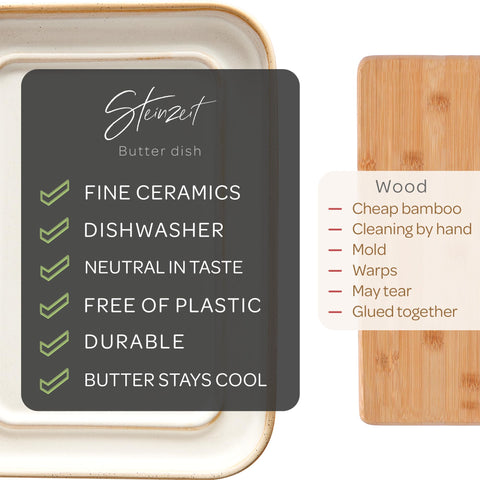 Steinzeit ceramic butter dish close up highlighting smooth glaze and sturdy design