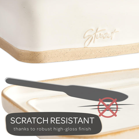 Steinzeit butter dish sits on a kitchen counter for organized butter storage