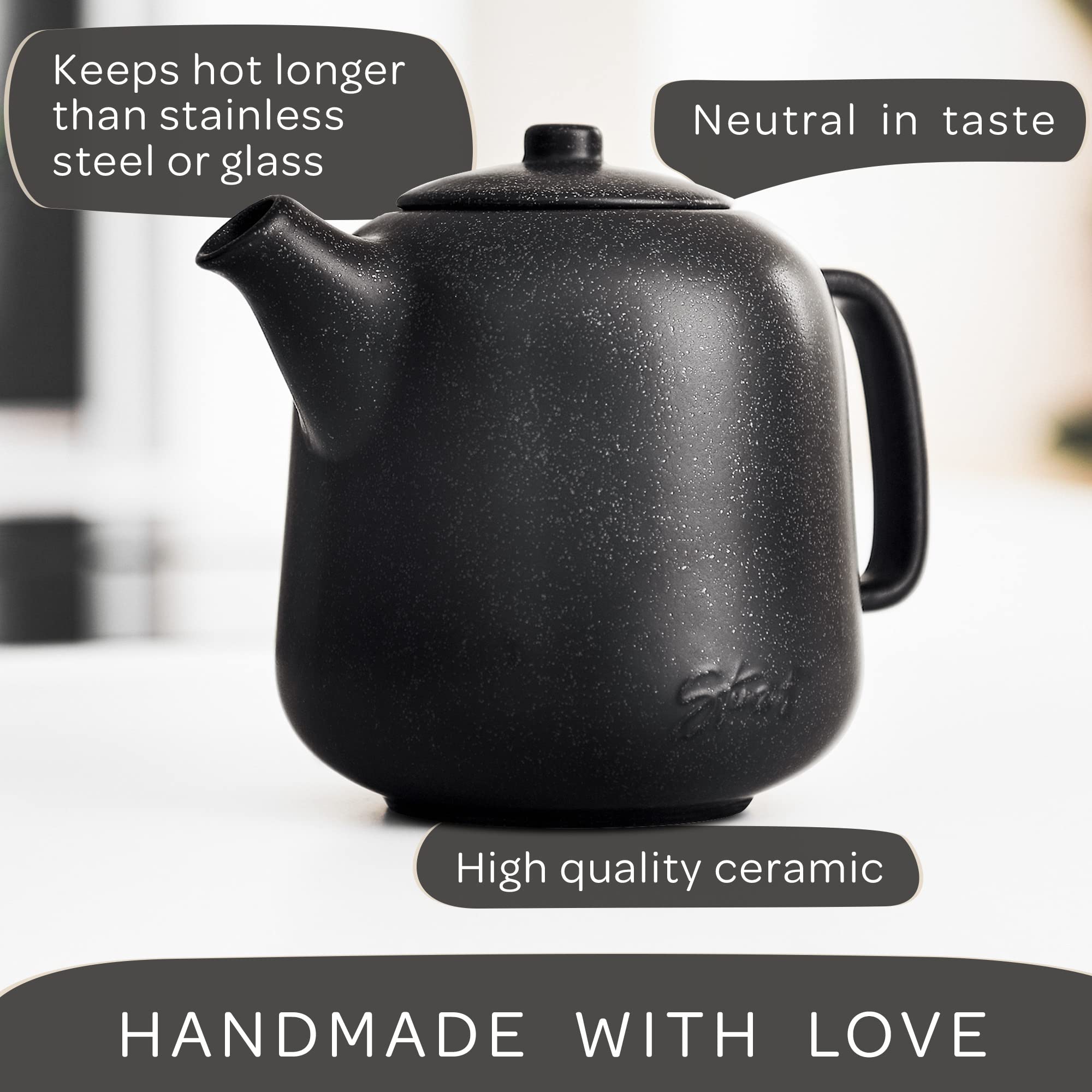 Steinzeit tea pot infuser removable-strainer enables easy loose leaf brewing