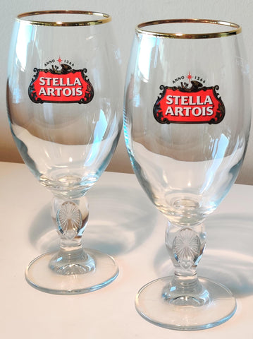 Stella Artois glass chalice goblet bowl emphasizes aroma for richer beer experience.