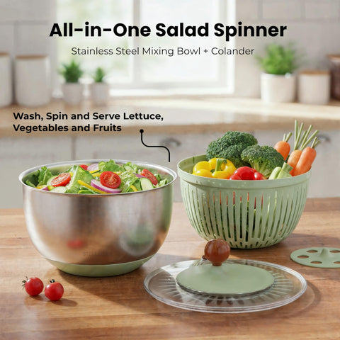 STELLAGRO collapsible salad dryer with large capacity dries greens efficiently