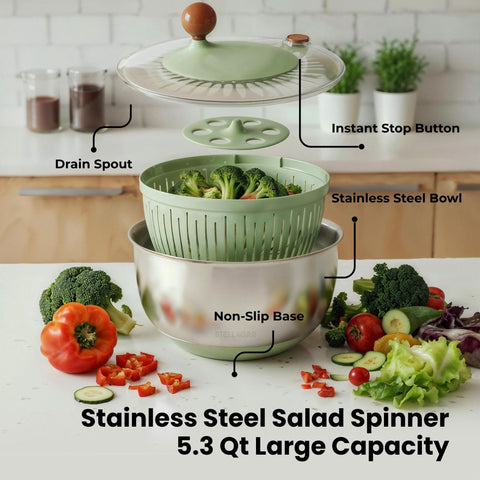 STELLAGRO inner basket doubles as a colander for quick rinses and draining