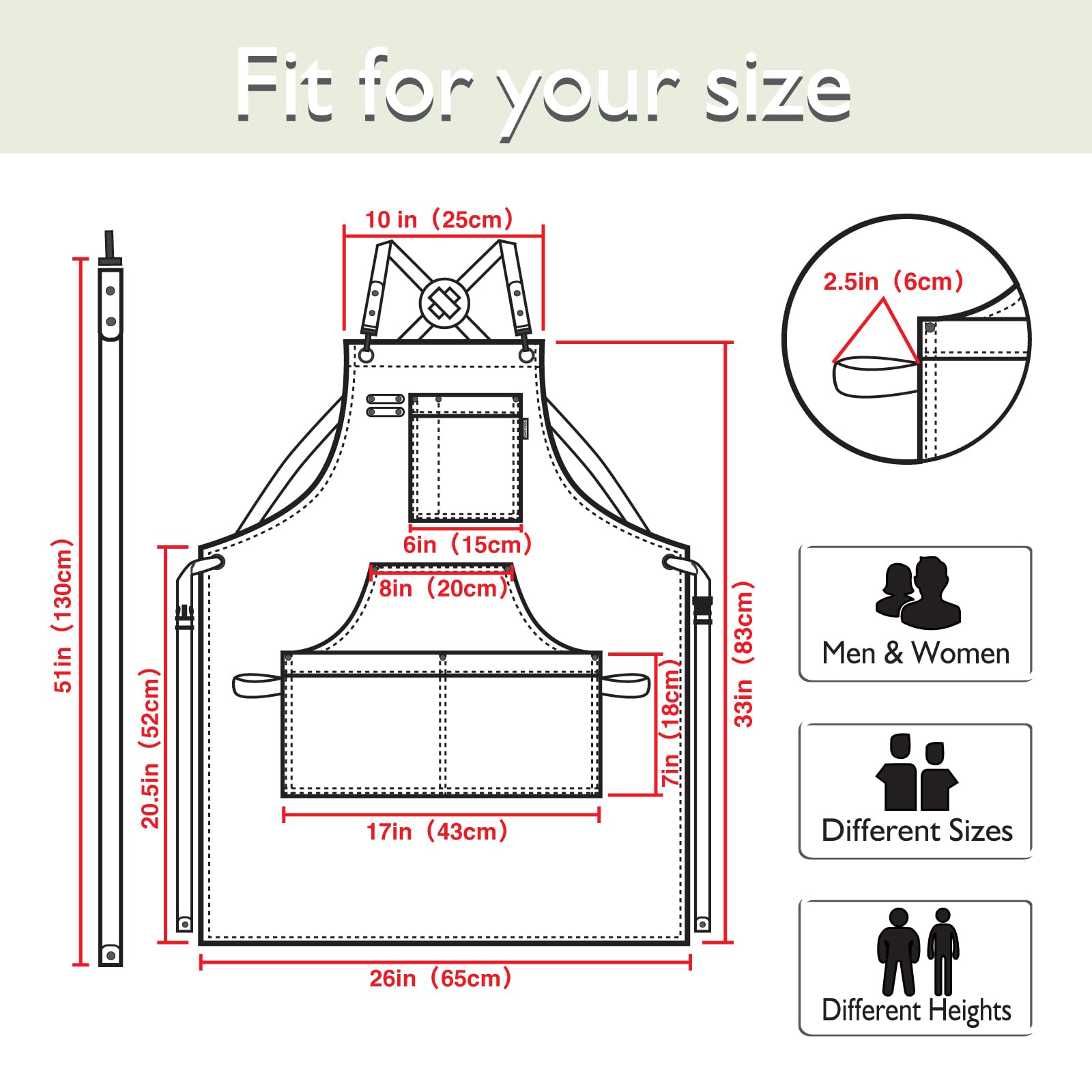 Stenffy apron featuring five pockets for phones, tools, and notes.