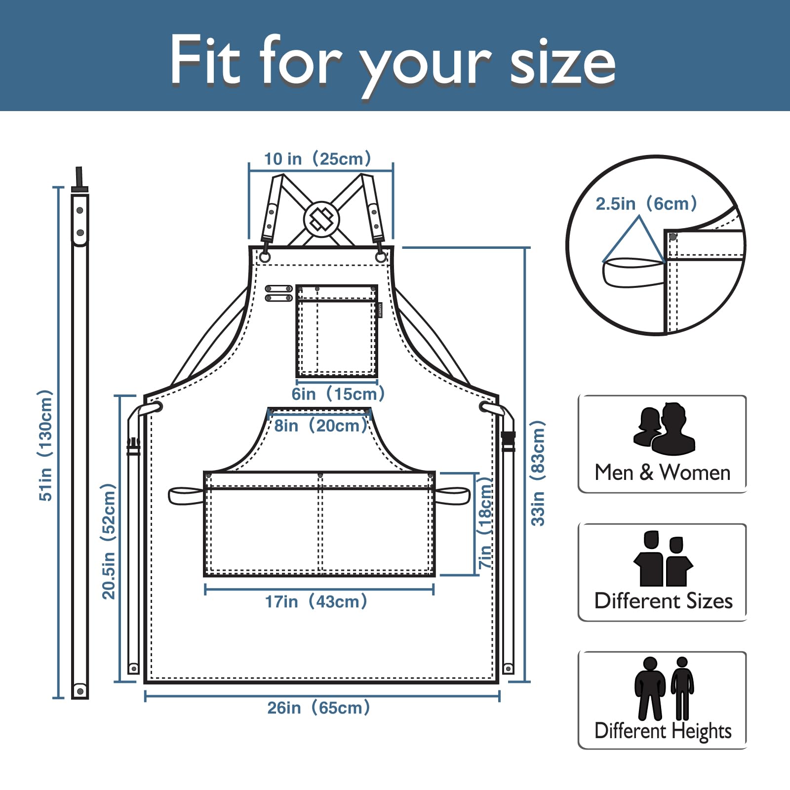 Stenffy apron full-coverage design protects clothes from chest to knees.