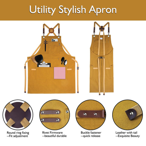 Stenffy apron offers broad coverage from chest to knees.