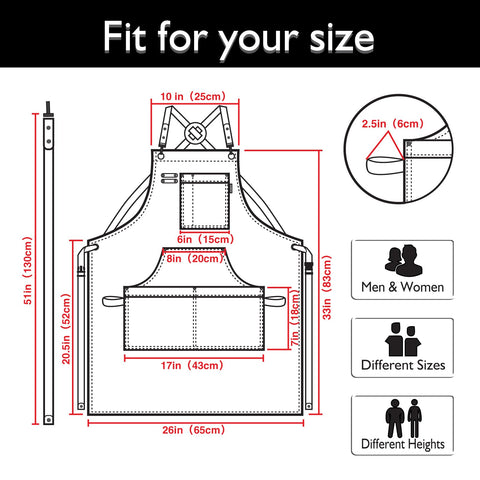 Stenffy apron features sturdy rivets and leather trim.