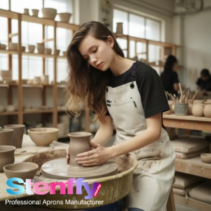 Stenffy apron ideal for gardening and workshop projects with multiple functions.