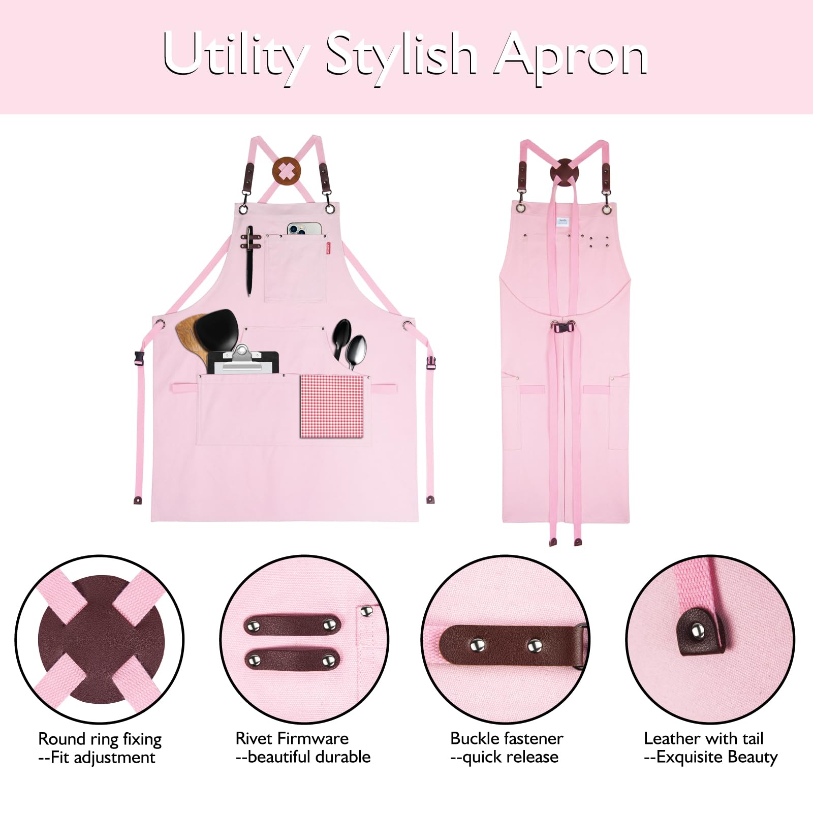 Stenffy multifunction pockets apron holds tools, phone, and notes efficiently.