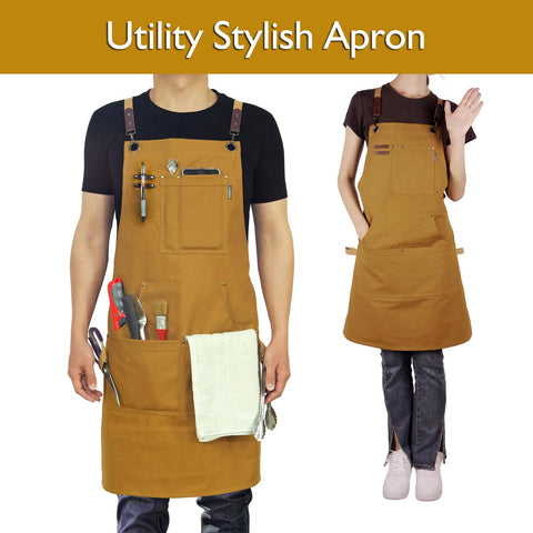Stenffy apron with 5 pockets keeps tools within reach.