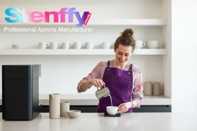Stenffy purple color apron used in real settings