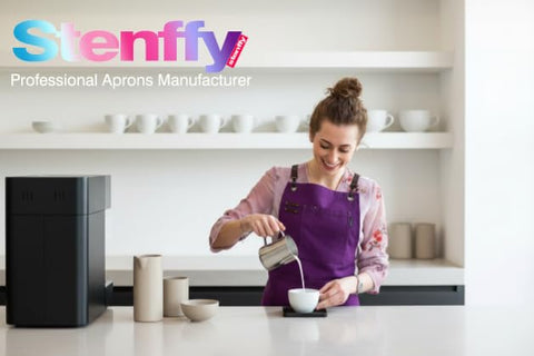 Stenffy purple color apron used in real settings