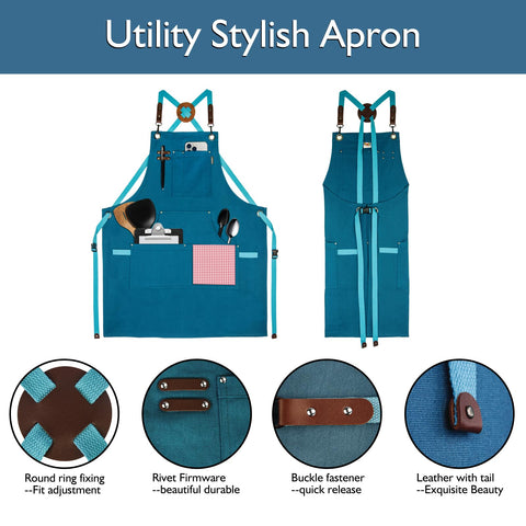 Stenffy apron reinforced pockets securely hold tools and small items.