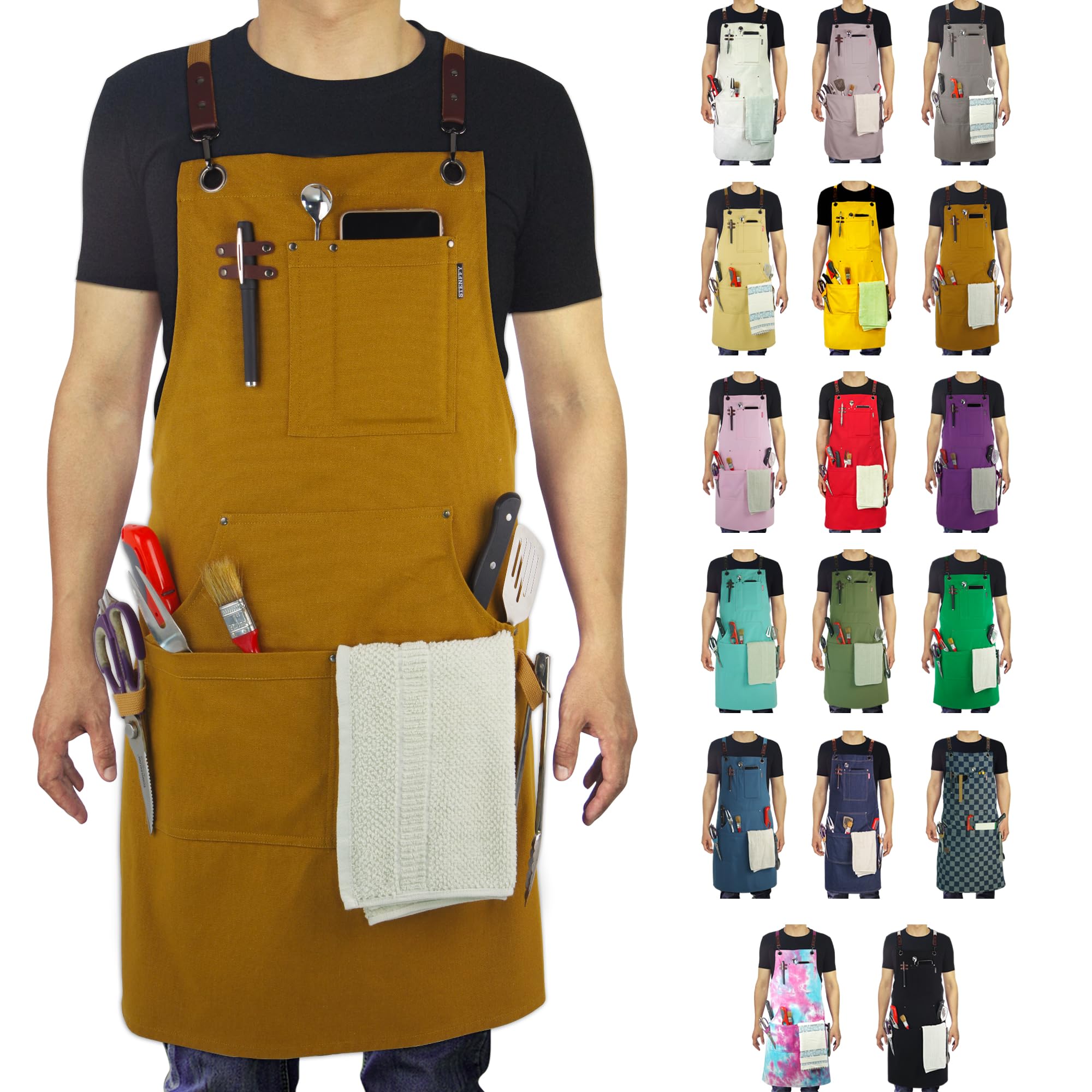Stenffy kitchen apron canvas, durable protection for cooking and crafting.