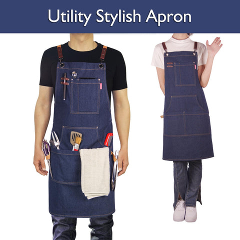 Stenffy Kitchen Apron five-pockets design keeps tools organized