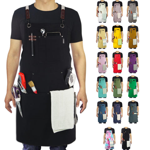 Stenffy kitchen apron with full-coverage design protects clothing during messy tasks.