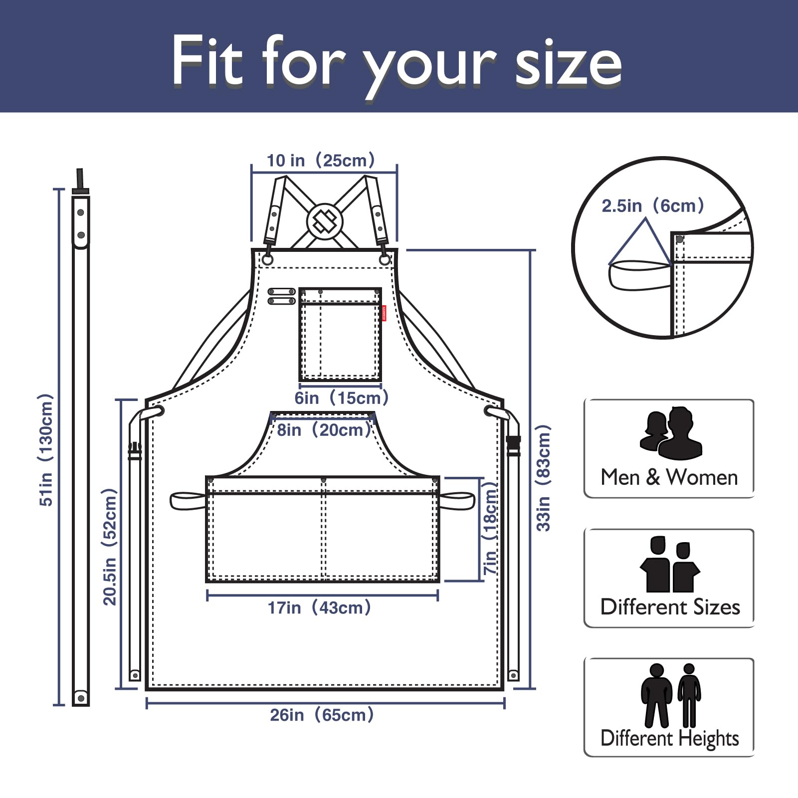 Stenffy Kitchen Apron metal-rivets reinforce corners for lasting durability