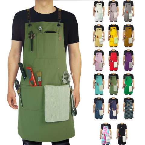 Stenffy olive-color kitchen apron for durable protection during cooking