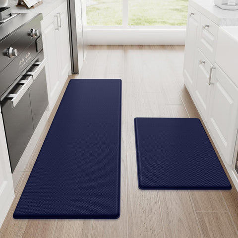 StepRite blue kitchen mats 2pc front view showcasing cushioned comfort.