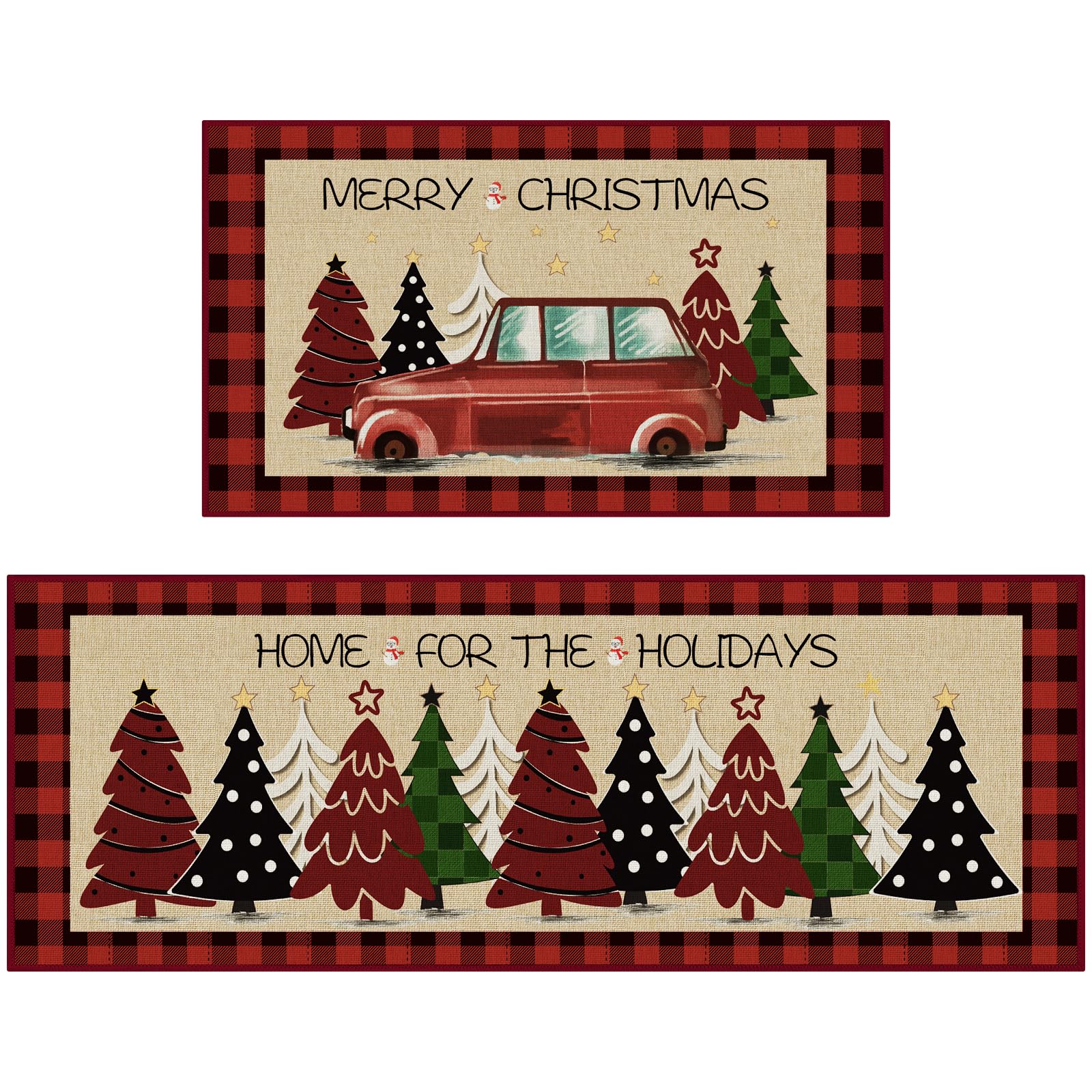 StepRite Christmas Tree Print kitchen mat adds festive charm while protecting floors.