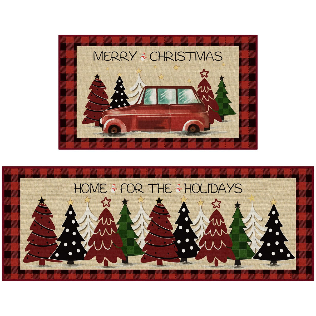 StepRite Christmas Tree Print kitchen mat adds festive charm while protecting floors.