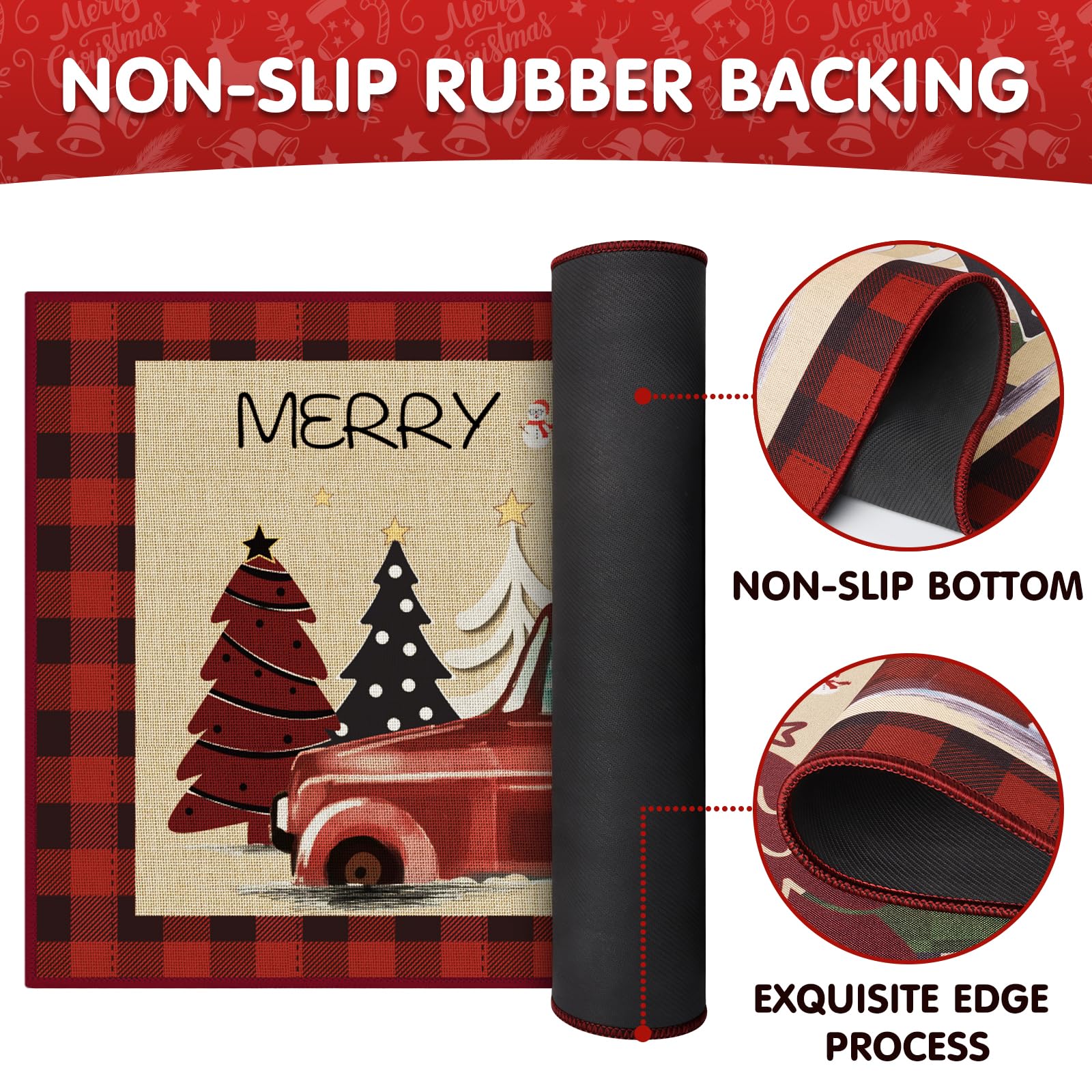 StepRite holiday plaid design mat brightens entryways with festive ambiance.