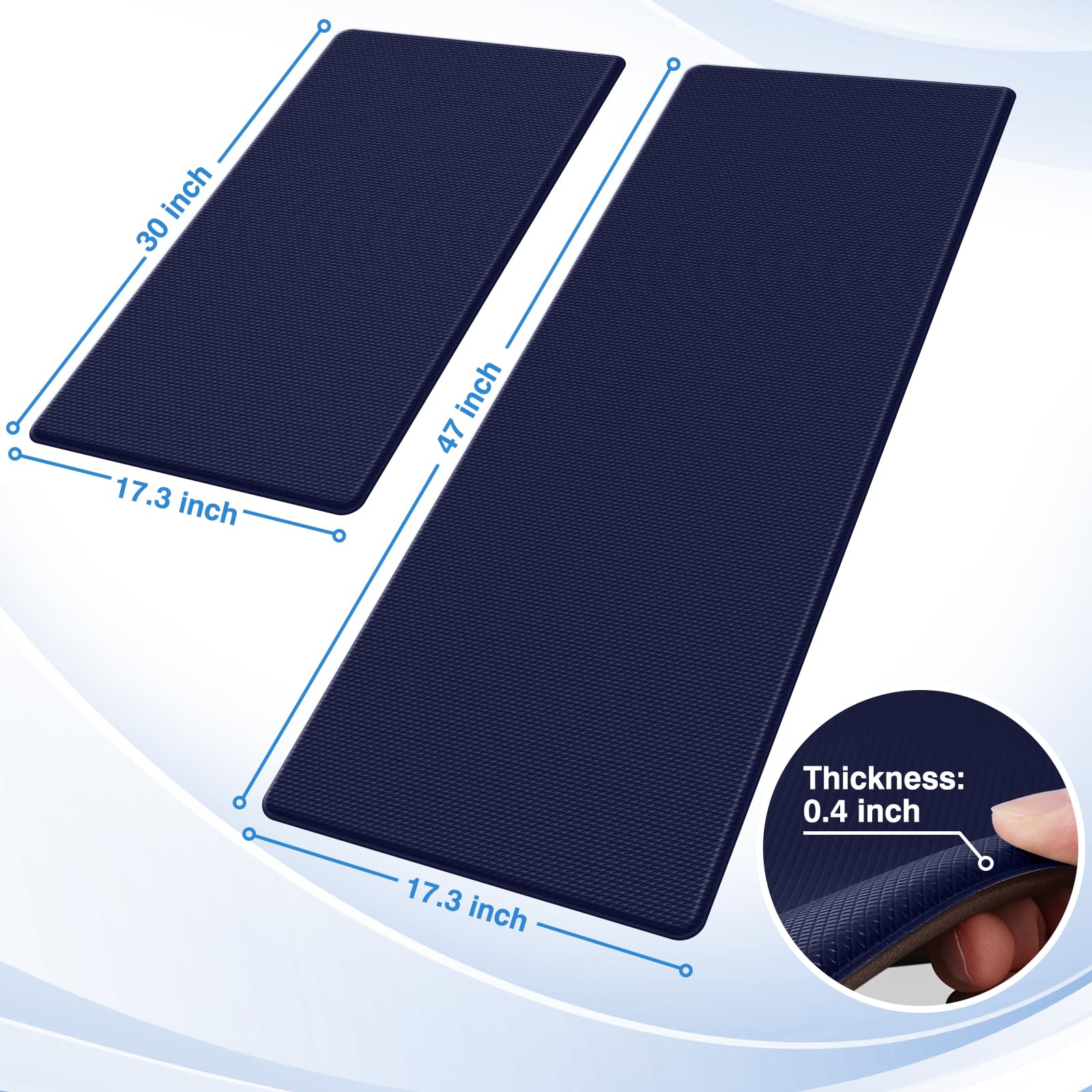 StepRite blue mat close-up of 0.4 inch cushion for fatigue relief.
