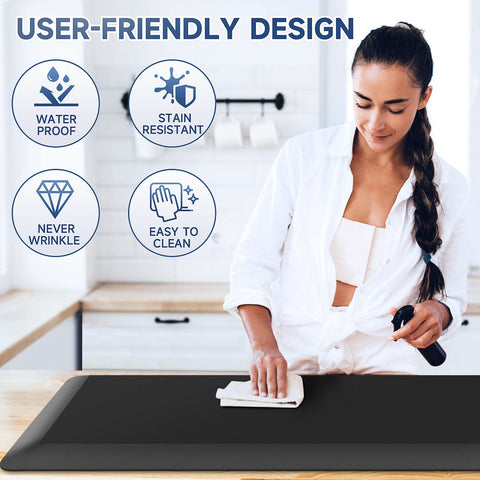 StepRite water-repellent surface dries quickly after splashes.