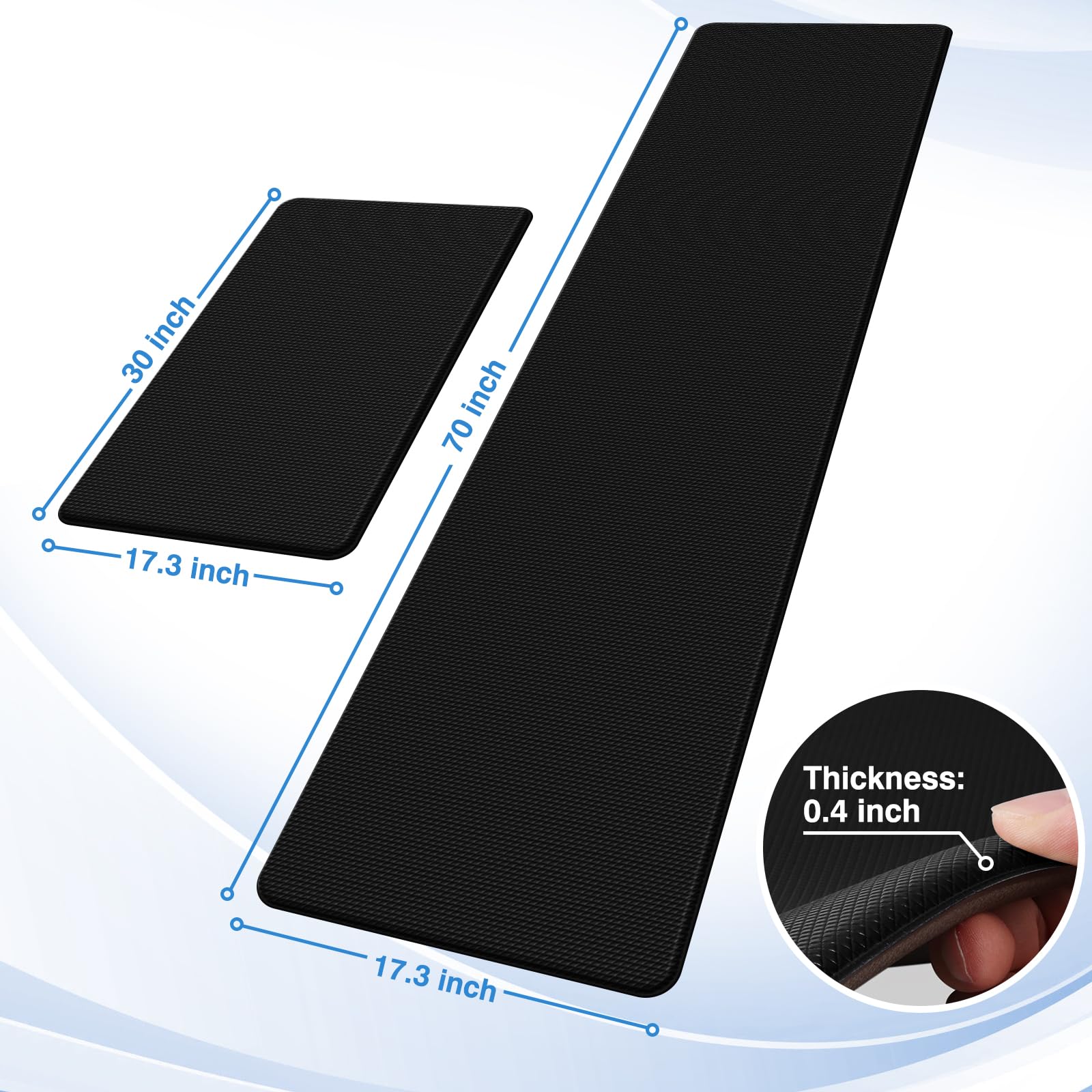 StepRite mats with 0.4-inch cushioning providing comfortable support.