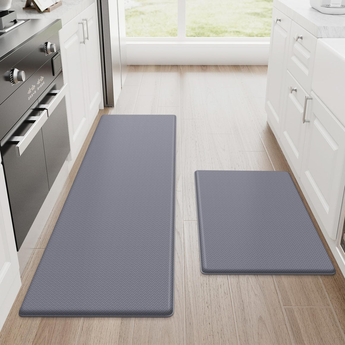 StepRite kitchen mats 2pcs set providing comfortable standing support in a busy kitchen
