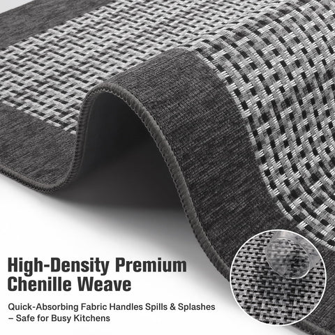 StepRite chenille texture offers soft underfoot and durable use in a busy kitchen.