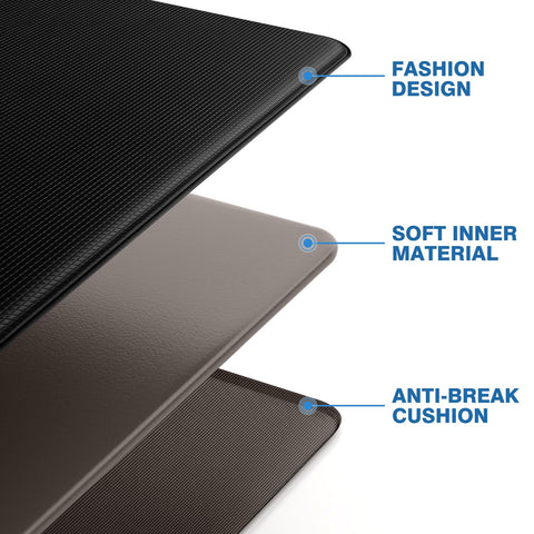 StepRite mats used at a standing desk for comfortable workstation stance.