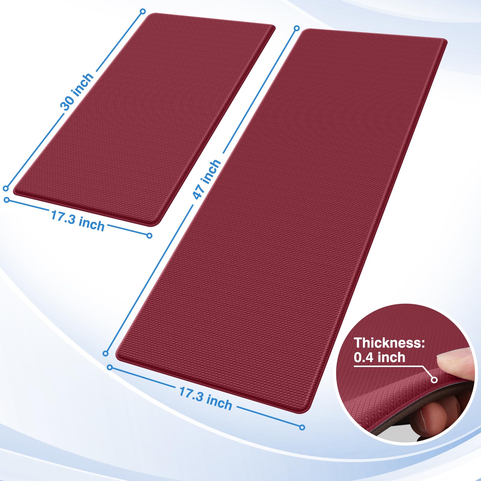 StepRite kitchen mats red, angled layout for easy kitchen workflow