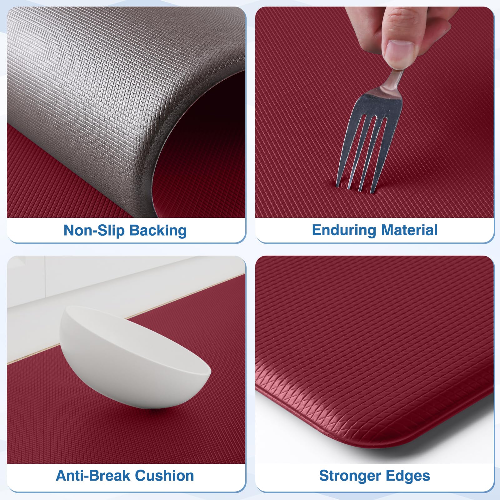StepRite kitchen mats red closeup texture highlighting anti-fatigue cushioning