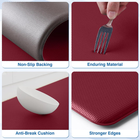 StepRite kitchen mats red closeup texture highlighting anti-fatigue cushioning