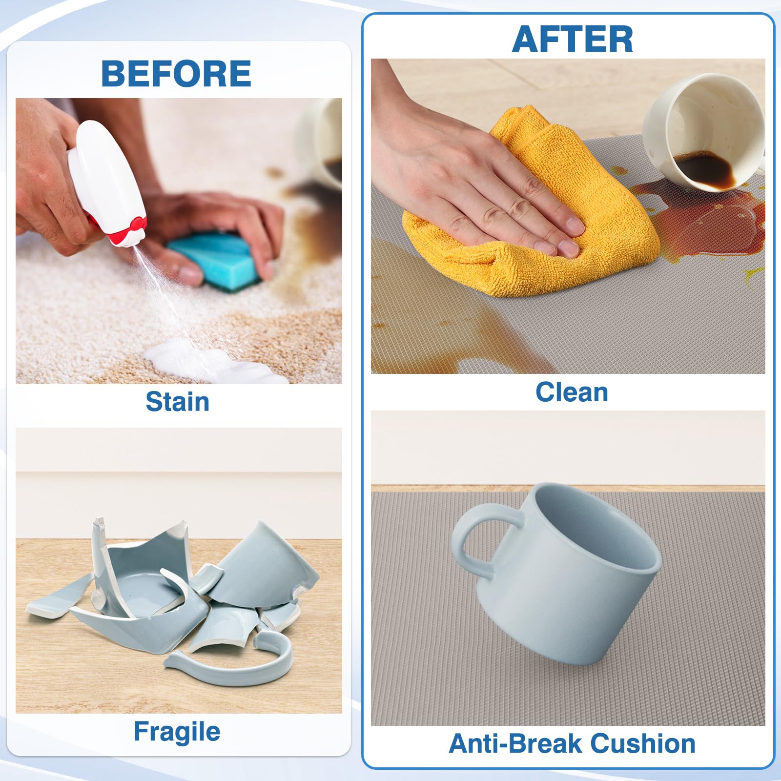 StepRite stain-resistant texture cleans easily after spills.