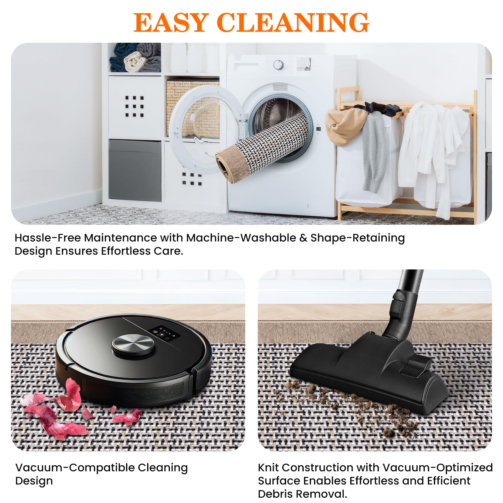 Machine-washable design for quick refresh without shrinking or damage.
