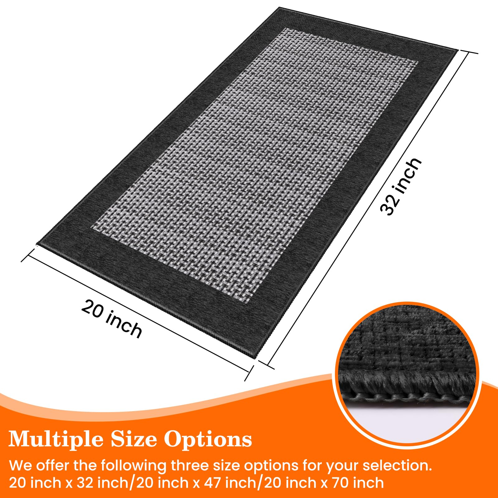 StepRite rug with non-slip rubber back stays securely in place on tile floors.