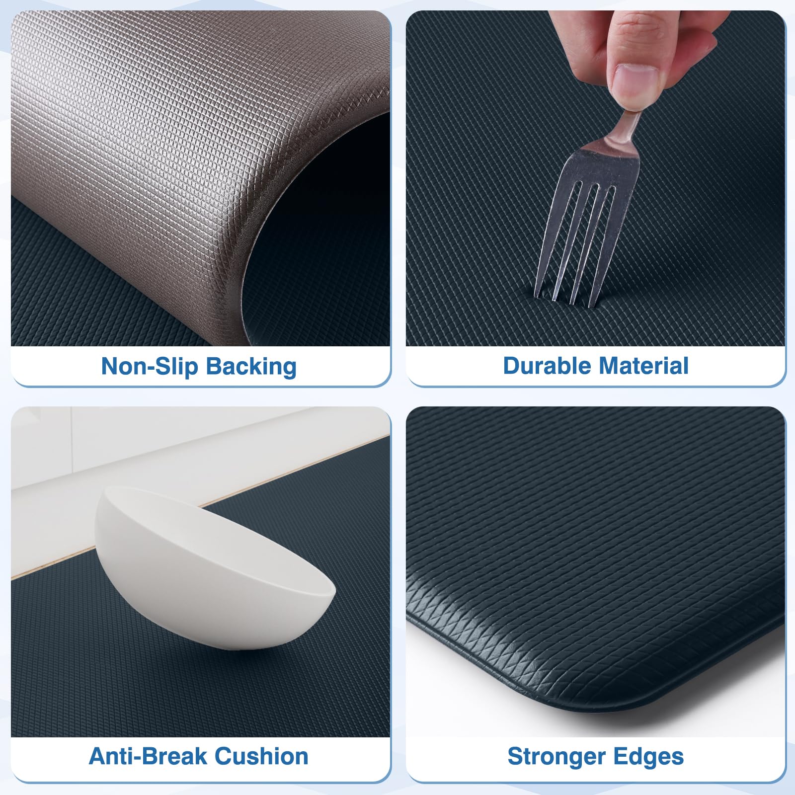 StepRite non-slip back keeps the mat secure on dry, flat floors.