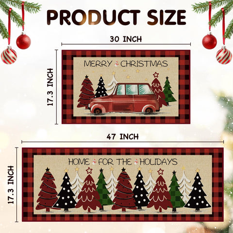 StepRite non-slip kitchen mat with Christmas Tree Print stays put while cooking.