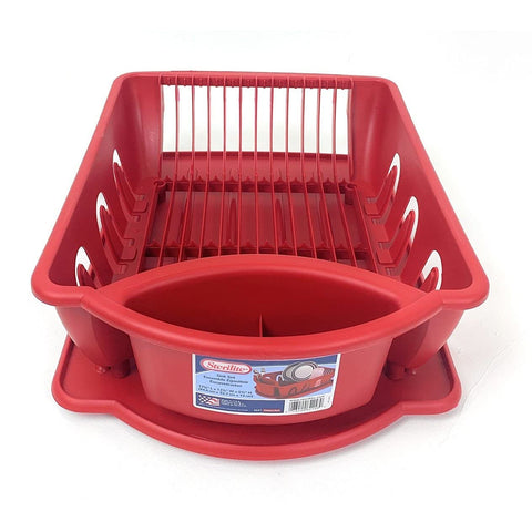 Sterilite 2pc Ultra Sink Set Red drain board detaches for flexible counter drying