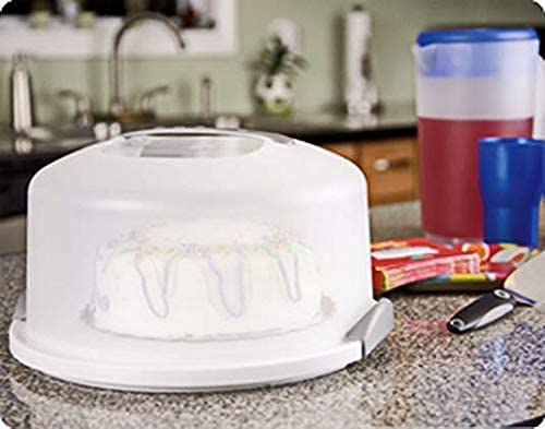 Sterilite cake server top rack dishwasher safe for quick cleaning.