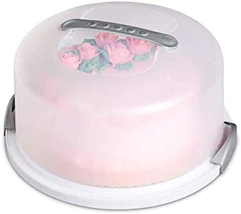 Sterilite cake server freezer safe for storage and reuse.