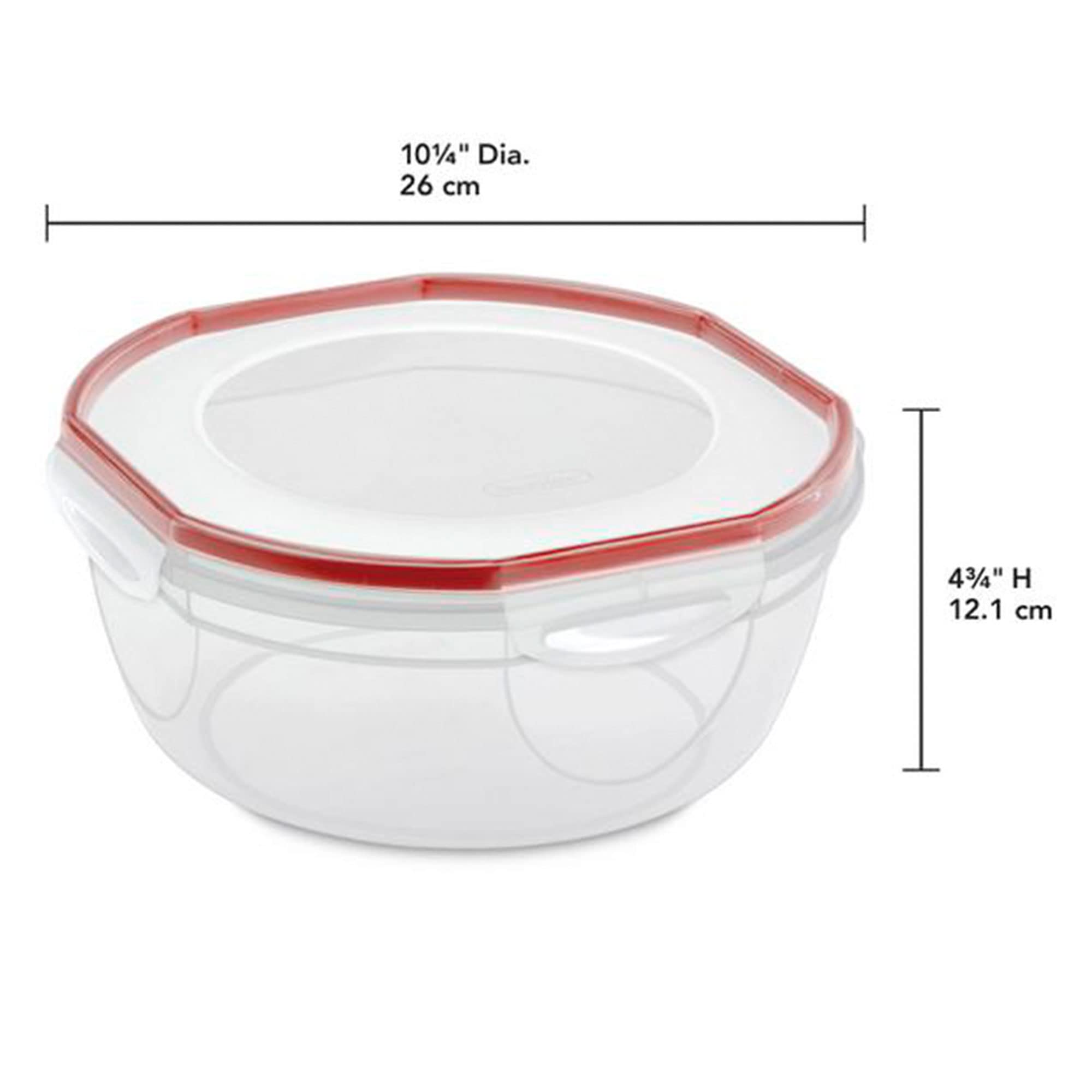 Sterilite Rocket Red Ultra Seal bowl, dishwasher-safe for easy cleanup.