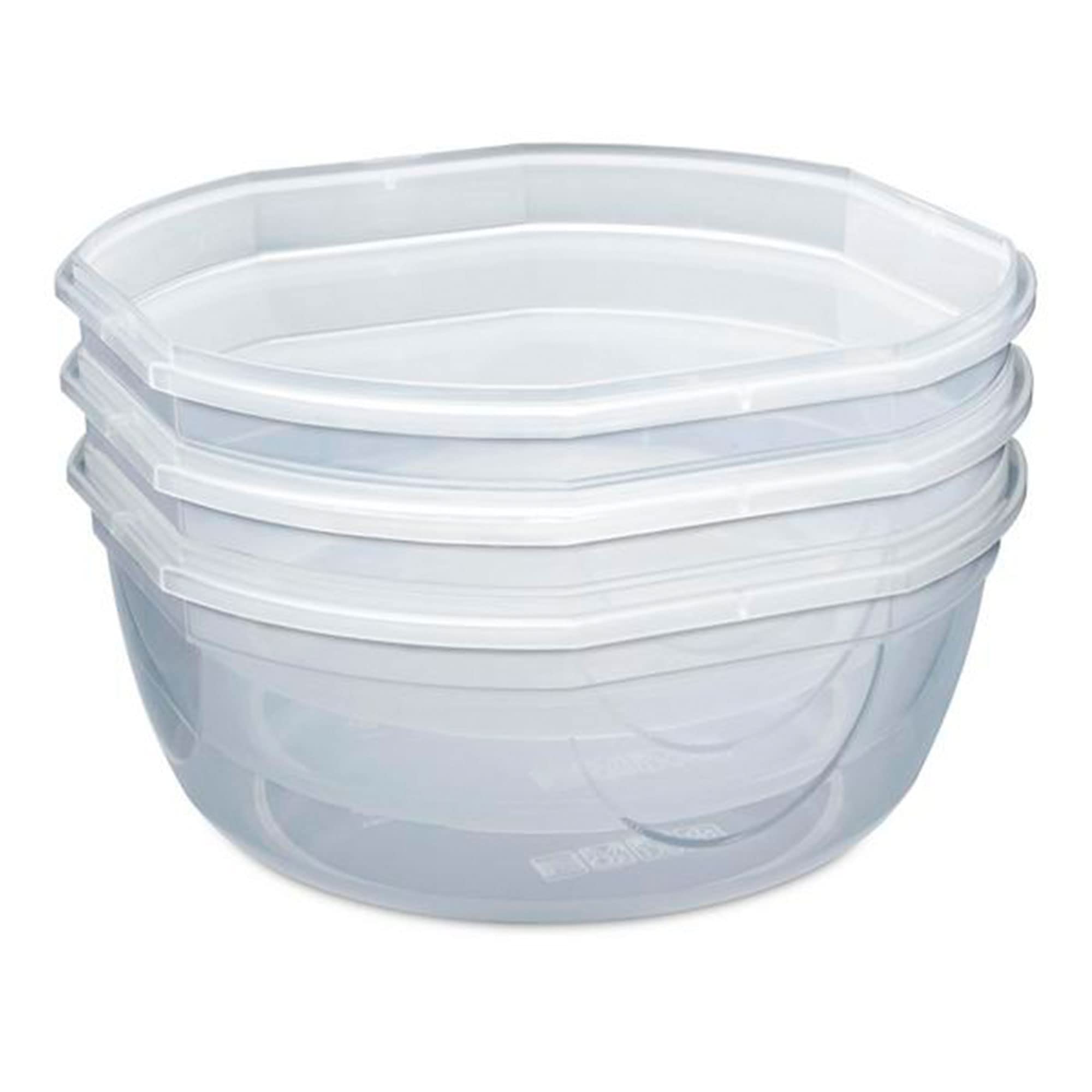 Sterilite Rocket Red Ultra Seal bowl, lid closed with four latches for secure contents.