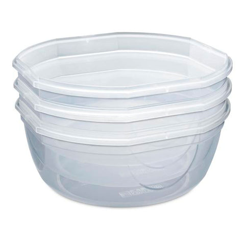 Sterilite Rocket Red Ultra Seal bowl, lid closed with four latches for secure contents.