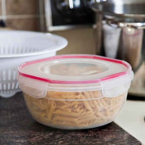 Sterilite Rocket Red Ultra Seal bowl, microwave-safe for quick reheats.