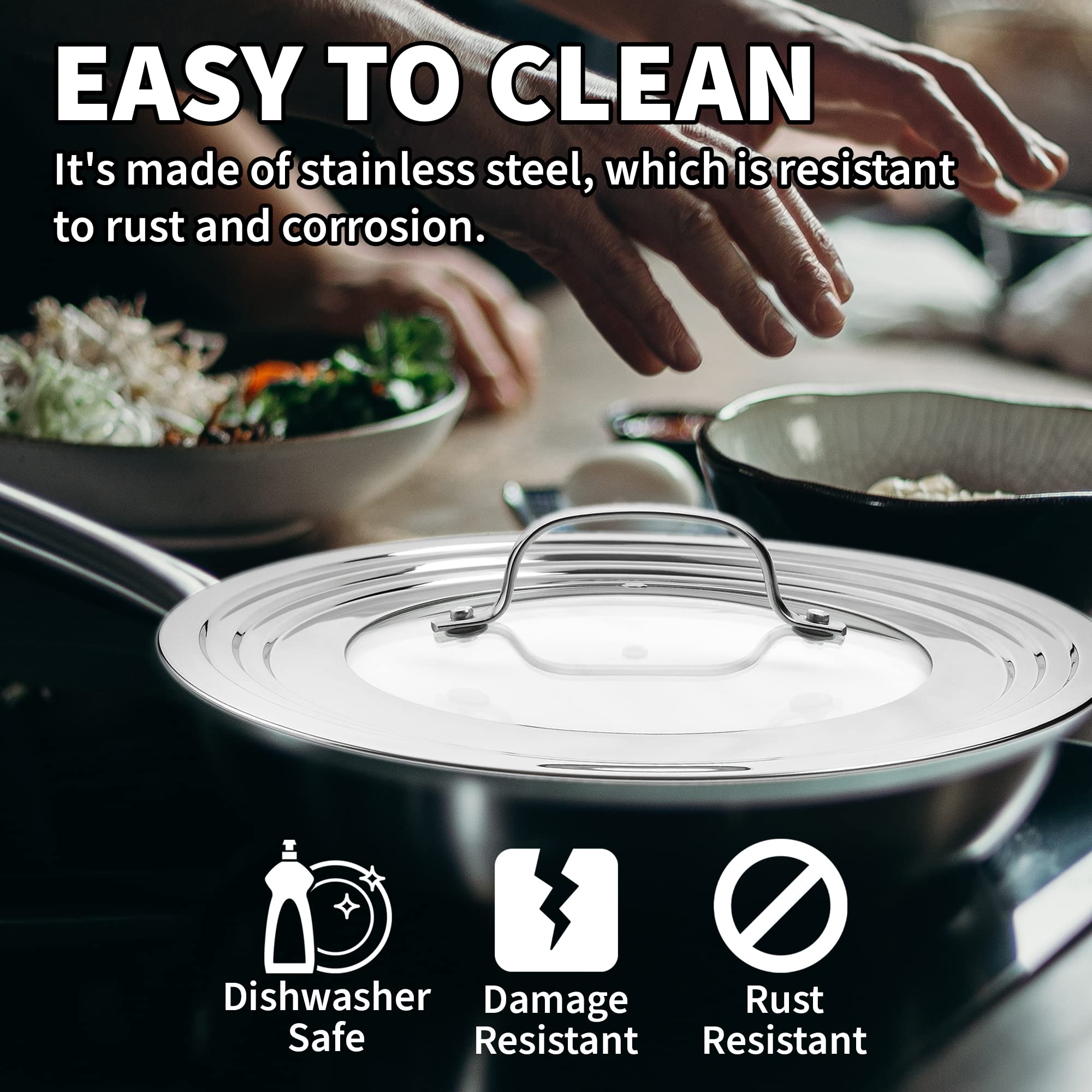 Sterline stainless steel lid is dishwasher safe and easy to clean.