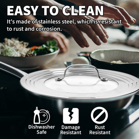 Sterline stainless steel lid is dishwasher safe and easy to clean.