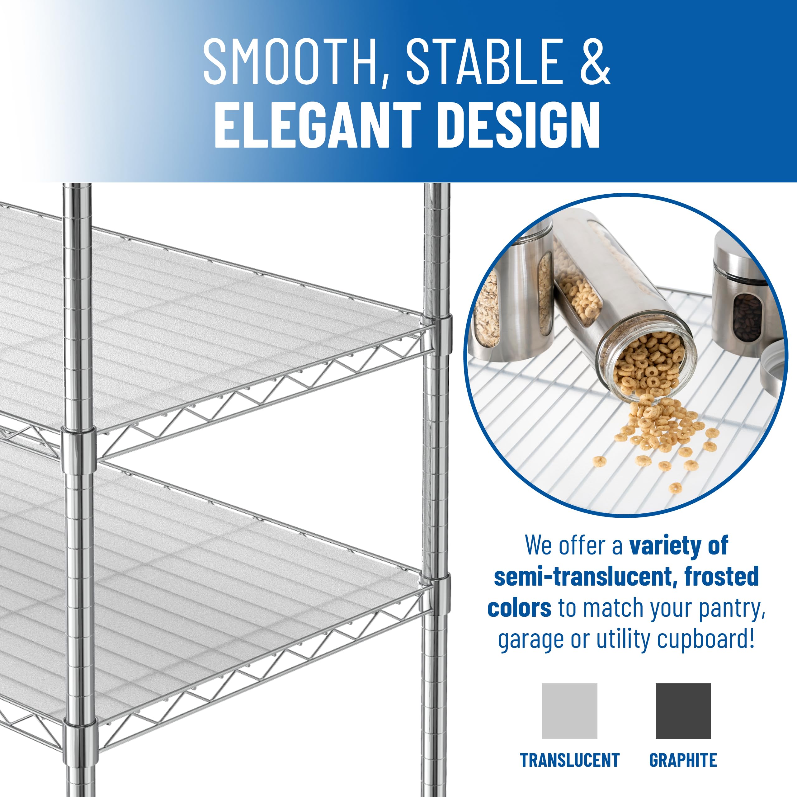 Sterling Shelf Liners Exact 17.3 by 47 inches to fit 18x48 systems.
