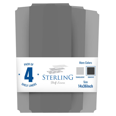 Sterling Shelf Liners Graphite close-up shows durable polypropylene material.